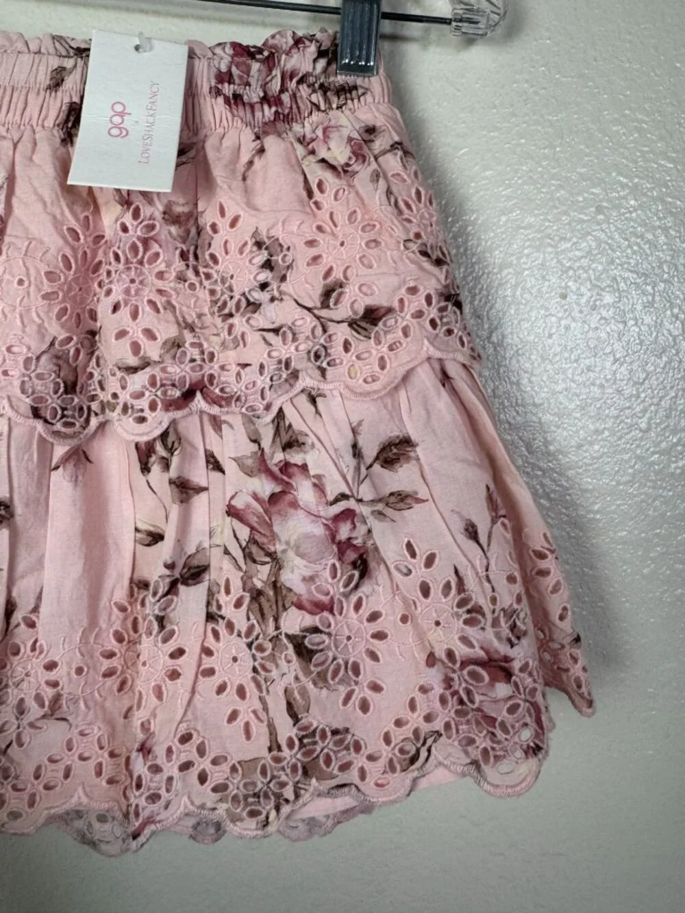NEW Gap x LoveShackFancy‎ Floral Pink Eyelet Skirt Kids Size Large Pullon Floral